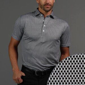 Collars & Co Semi-Spread Collar Short-Sleeve Golf Polo, Vantage Black